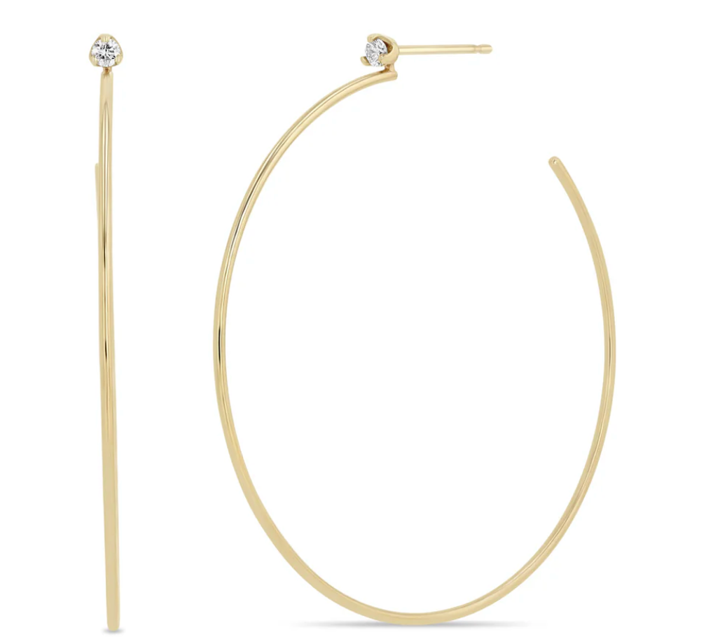 14K LARGE PRONG DIAMOND HOOPS