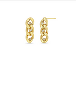 Load image into Gallery viewer, 14K 3 PRONG DIAMOND LARGE CURB CHAIN DROP EARRINGS
