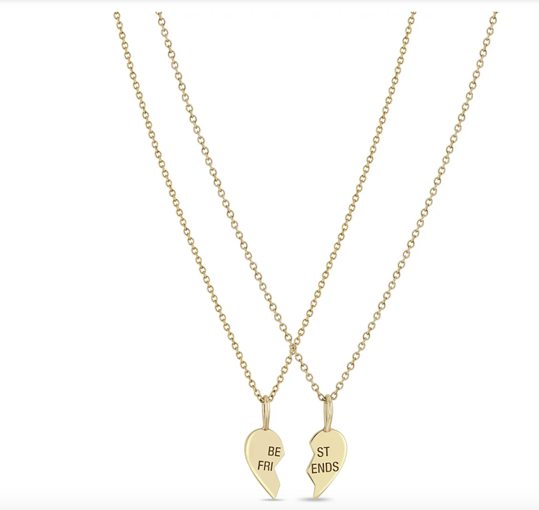 14K MIDI BITTY BEST FRIENDS HEART NECKLACE SET