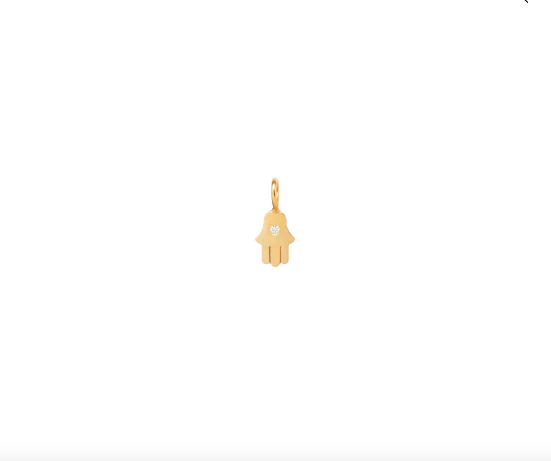 14K SINGLE MIDI BITTY DIAMOND HAMSA CHARM