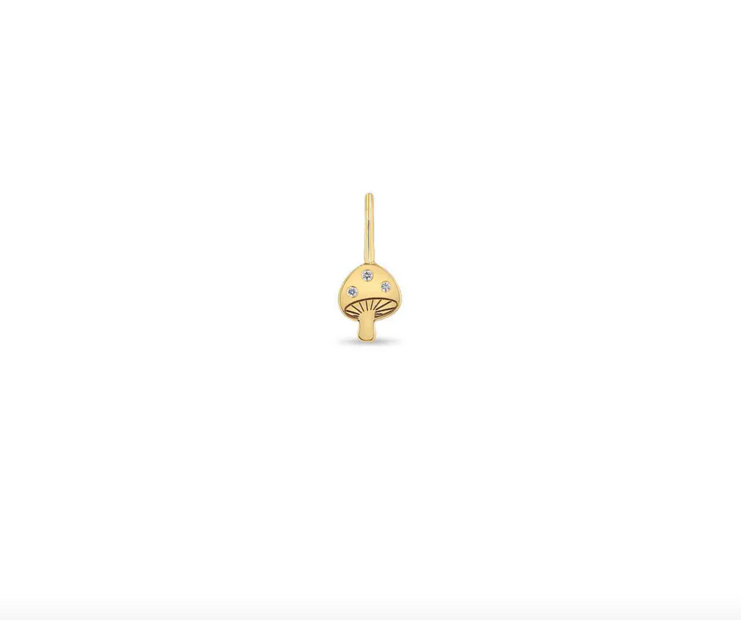 14K SINGLE MIDI BITTY DIAMOND MUSHROOM CHARM