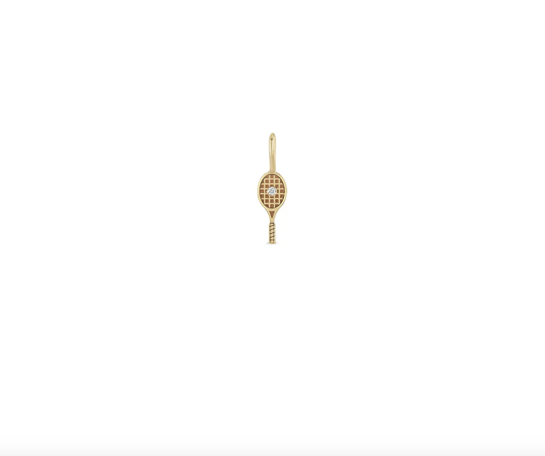 14K SINGLE MIDI BITTY DIAMOND TENNIS RACKET CHARM