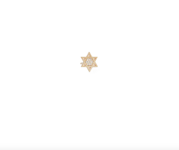 14K MIDI BITTY PAVÉ DIAMOND STAR OF DAVID STUD