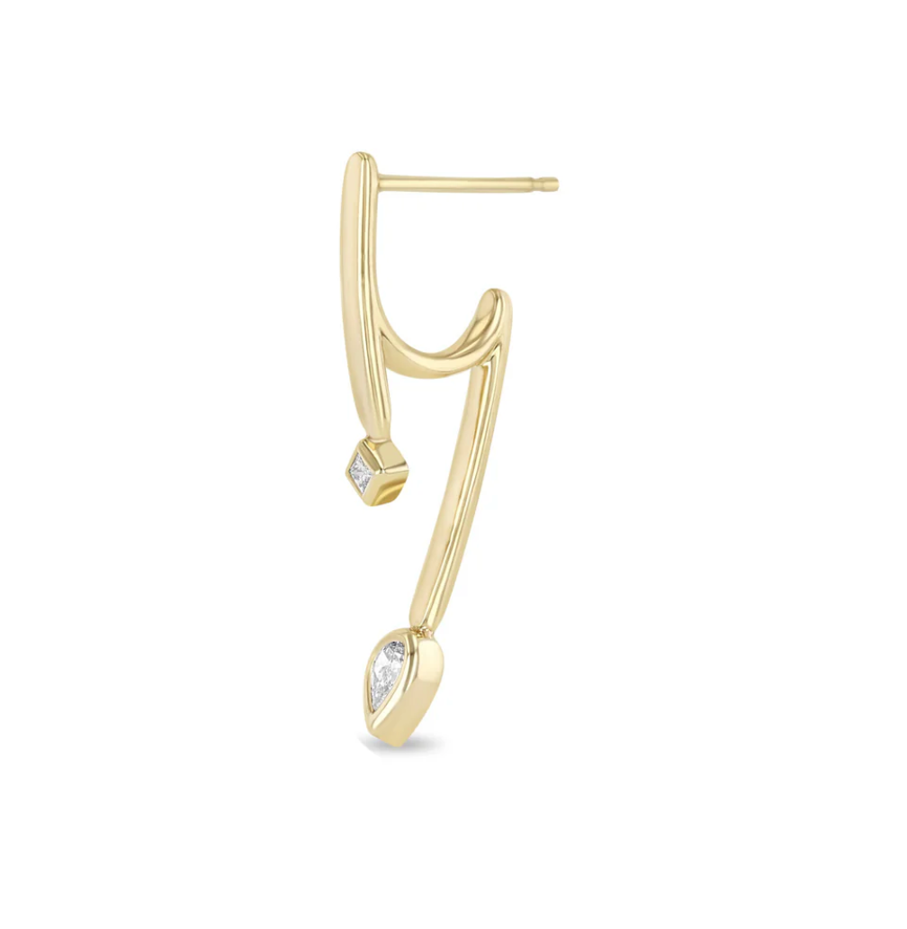 14K PRINCESS & PEAR DIAMOND TALON EARRINGS