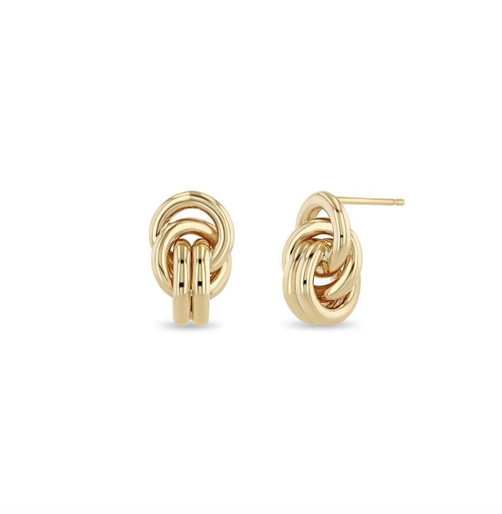 14k Double Linked Knot Drop Earrings