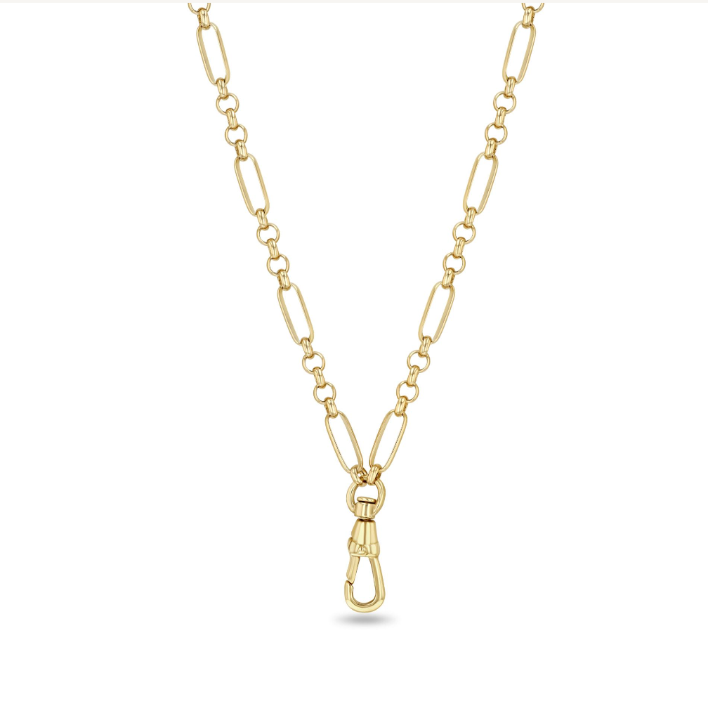 14K GOLD MEDIUM MIXED PAPERCLIP AND ROLO CHAIN NECKLACE