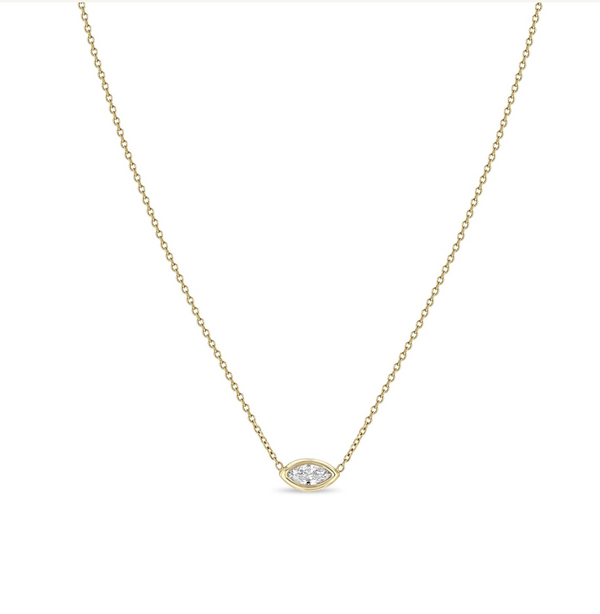 14K GOLD FLOATING MARQUIS DIAMOND NECKLACE