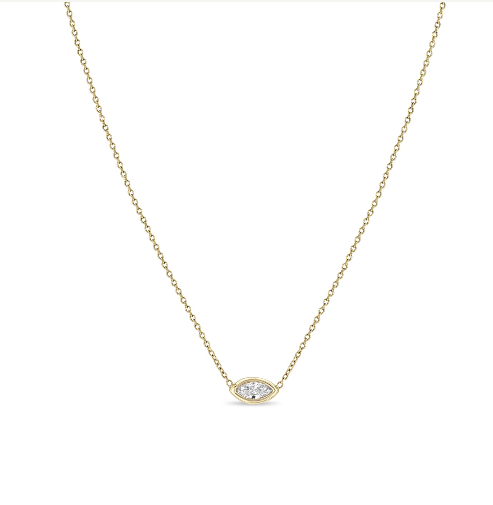 14K GOLD FLOATING MARQUIS DIAMOND NECKLACE