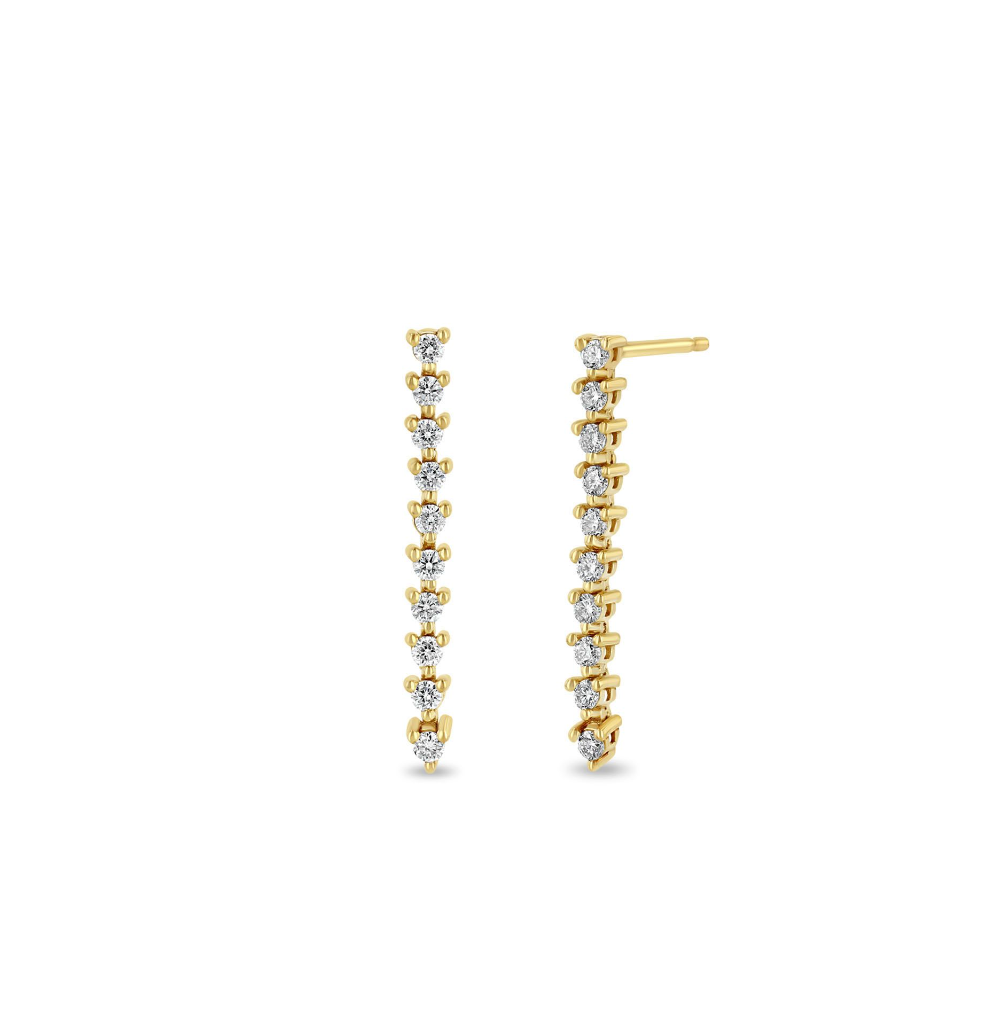 14K GOLD 10 DIAMOND DROP TENNIS EARRINGS