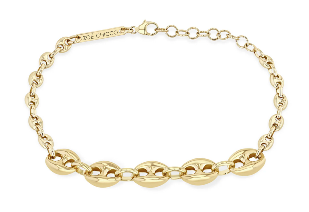 14K MIXED SMALL & LARGE MARINER CHAIN BRACELET