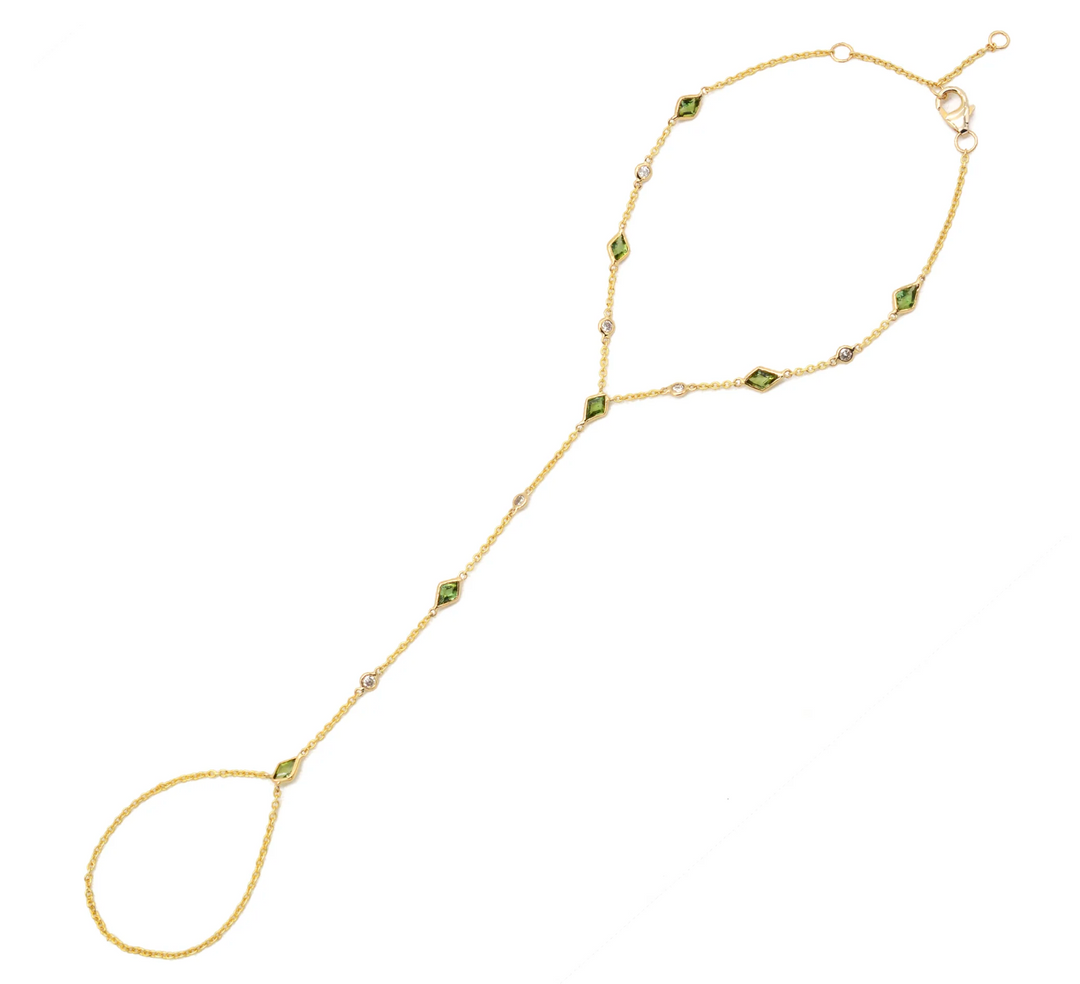 GREEN TOURMALINE HAND CHAIN