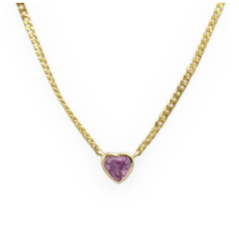 Pink Sapphire Heart Necklace