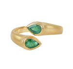 Load image into Gallery viewer, Pear Shaped Emerald Duo Ring
