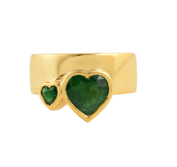 Green Emerald Heart Ring