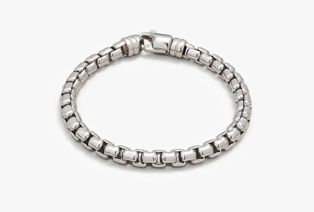 Sterling Silver Round Box Chain Bracelet