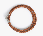 Load image into Gallery viewer, Sterling Silver 3MM Saddle C Clasp Braided Leather Bracelet
