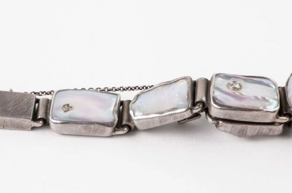 Square Baroque Pearl Hinge Bracelet