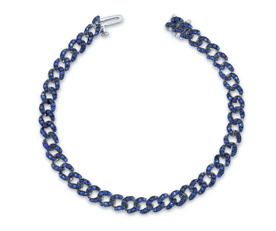 BLUE SAPPHIRE PAVE MINI LINK BRACELET