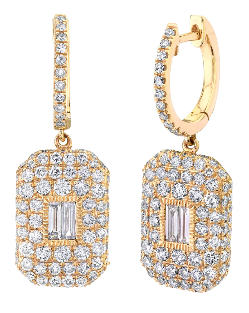 DIAMOND PAVE BAGUETTE DROP EARRINGS