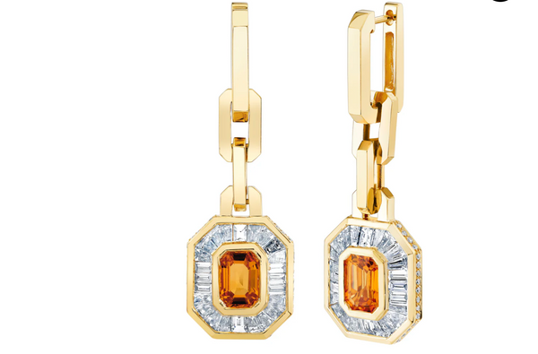 YELLOW SAPPHIRE & DIAMOND HALO MINI DECO DROP EARRINGS