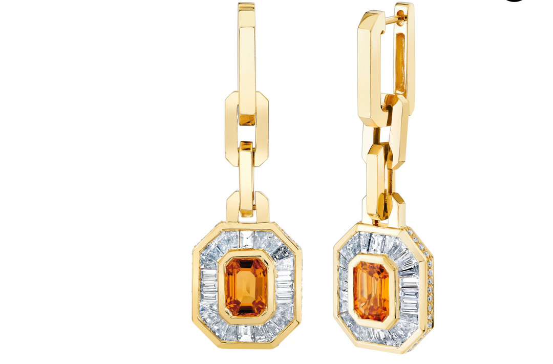 YELLOW SAPPHIRE & DIAMOND HALO MINI DECO DROP EARRINGS