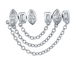 Load image into Gallery viewer, MIXED DIAMOND DUO CHAIN LINK STUD
