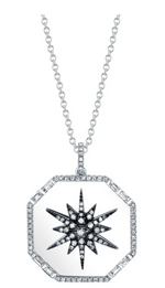 Load image into Gallery viewer, DIAMOND STARBURST DISK PENDANT NECKLACE
