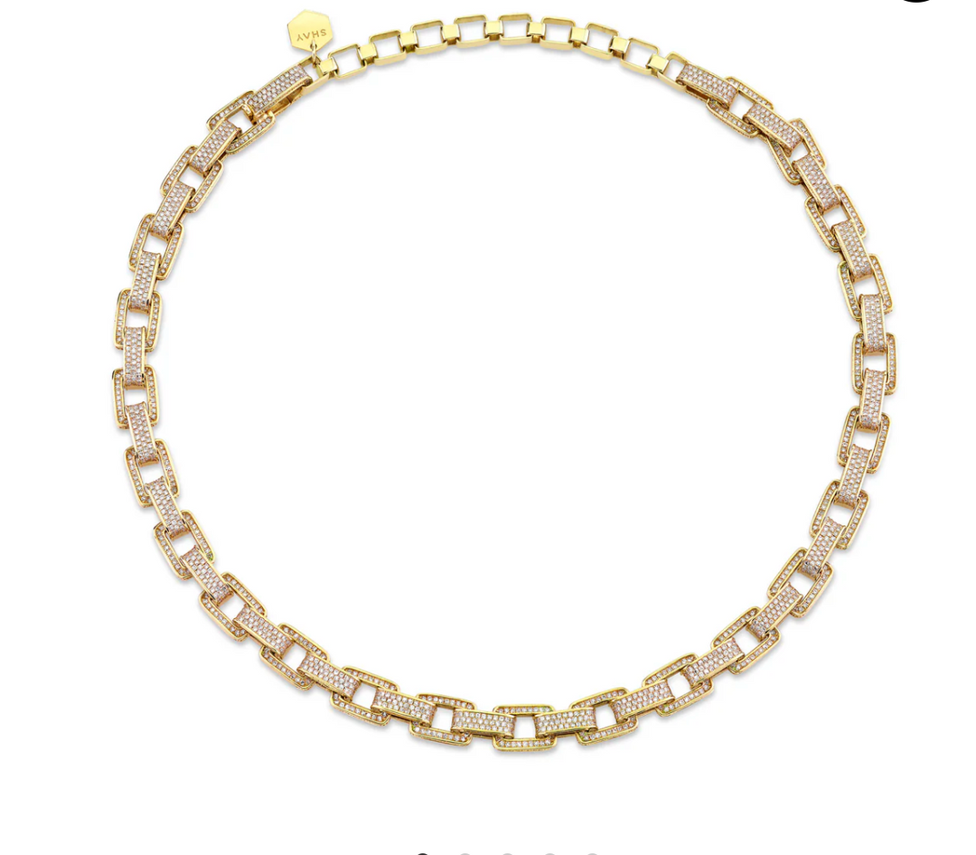 DIAMOND PAVE DECO LINK NECKLACE