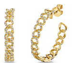 Load image into Gallery viewer, MINI DIAMOND PAVE LINK HOOPS
