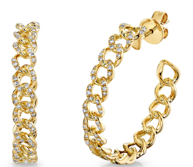 MINI DIAMOND PAVE LINK HOOPS