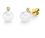 Load image into Gallery viewer, PEARL &amp; DIAMOND ORB STUDS
