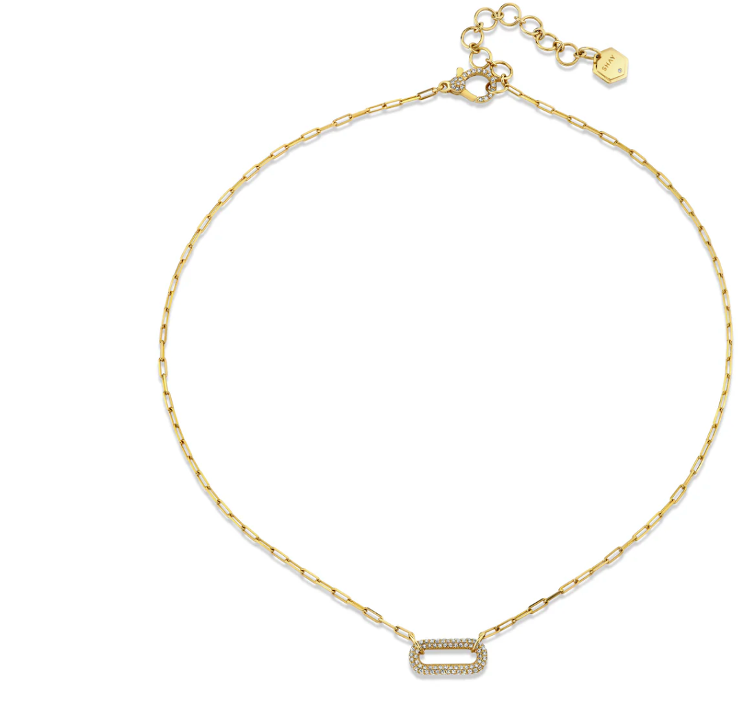 SINGLE DIAMOND PAVE MINI CABLE LINK NECKLACE