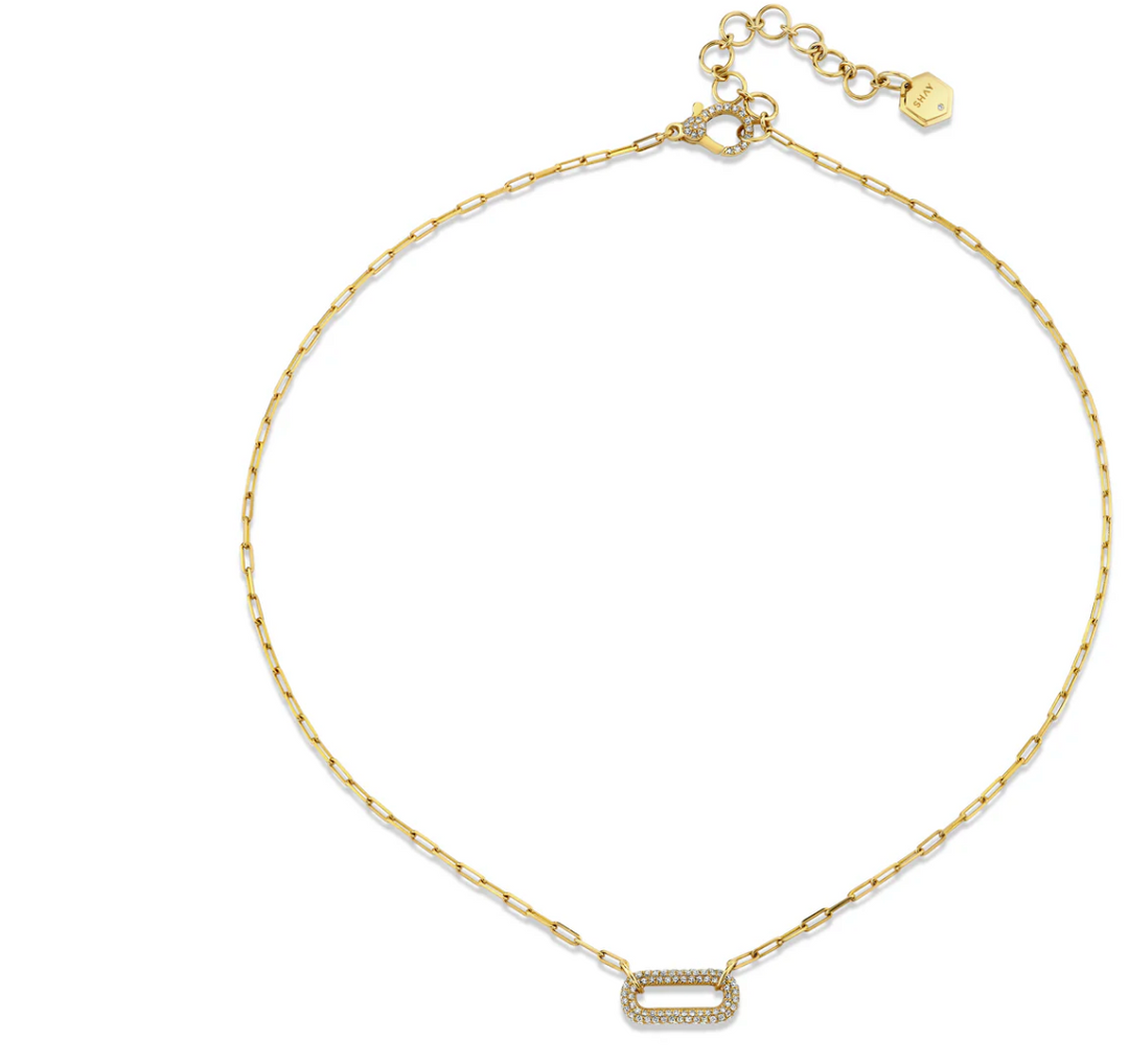 SINGLE DIAMOND PAVE MINI CABLE LINK NECKLACE