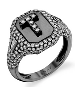 Load image into Gallery viewer, DIAMOND PAVE INITIAL PINKY RING
