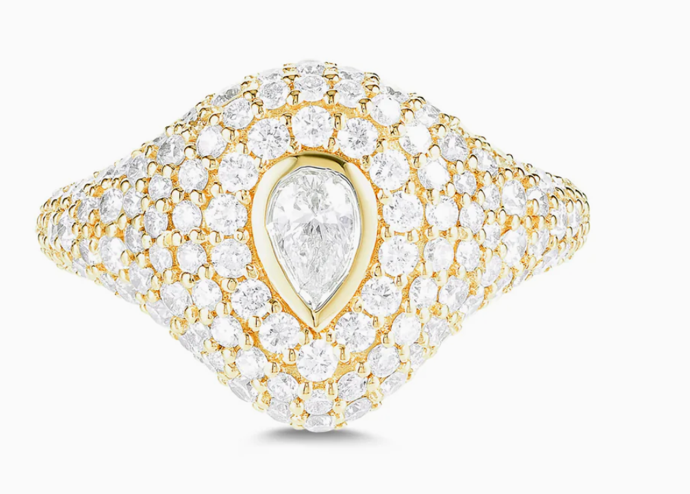 Pear Bling Pinky Ring