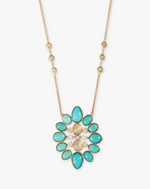 Load image into Gallery viewer, DIAMOND + TURQUOISE OPAL BLOSSOM NECKLACE
