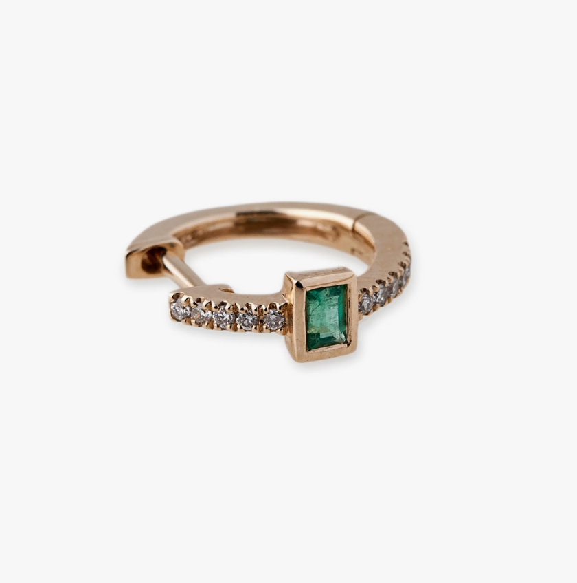 EMERALD BAGUETTE MINI HOOP