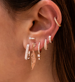 Load image into Gallery viewer, PAVE TRILLION + GOLD FEATHER EARRINGS
