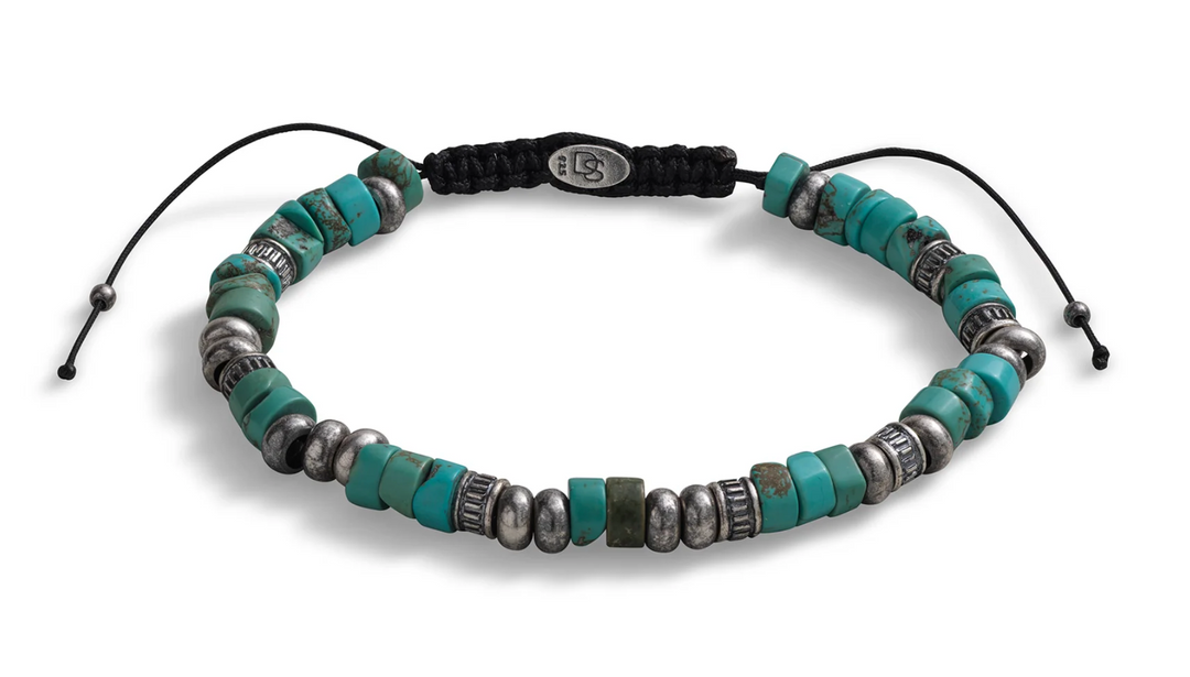 Turquoise & Sterling Silver Beaded Bracelet