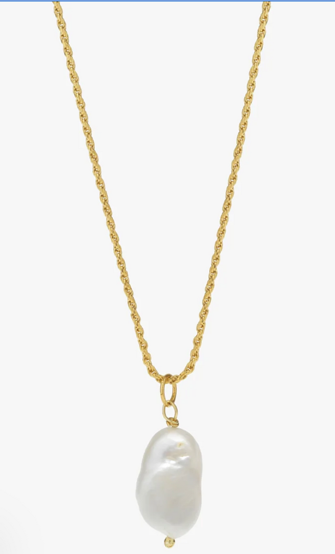 Gold Pearl Pendant Necklace