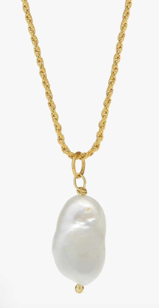 Gold Pearl Pendant Necklace