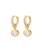 Load image into Gallery viewer, The Oval Double Bezel Charm Huggies
