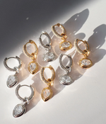 Load image into Gallery viewer, The Oval Double Bezel Charm Huggies
