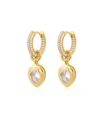 Load image into Gallery viewer, The Pear Double Bezel Charm Huggies
