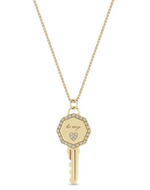 Load image into Gallery viewer, 14k Pavé Diamond Key to my Heart Pendant Box Chain Necklace
