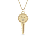 Load image into Gallery viewer, 14k Pavé Diamond Key to my Heart Pendant Box Chain Necklace
