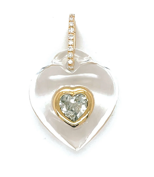 Crystal Heart Pendant - Green Amethyst