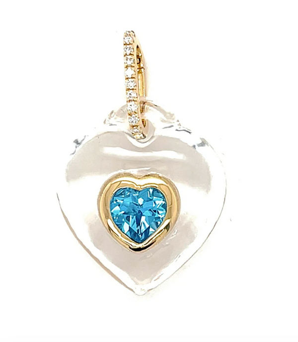 Crystal Heart Pendant - Swiss Blue Topaz