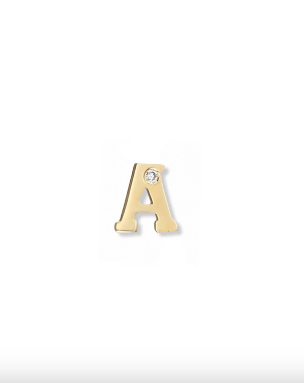 Love Letter A Single Diamond Initial Stud