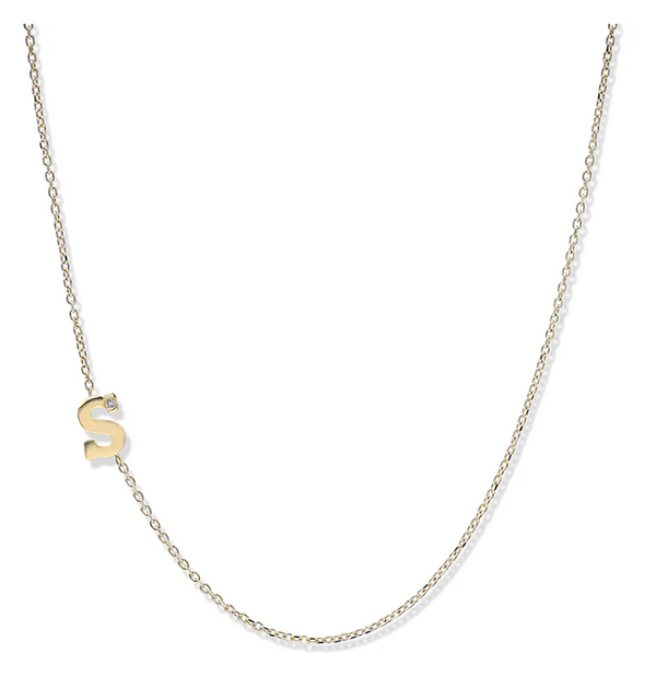Love Letter Single Diamond Initial Necklace